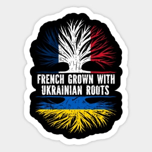 French Grown with Ukrainian Roots FR Flag Sticker